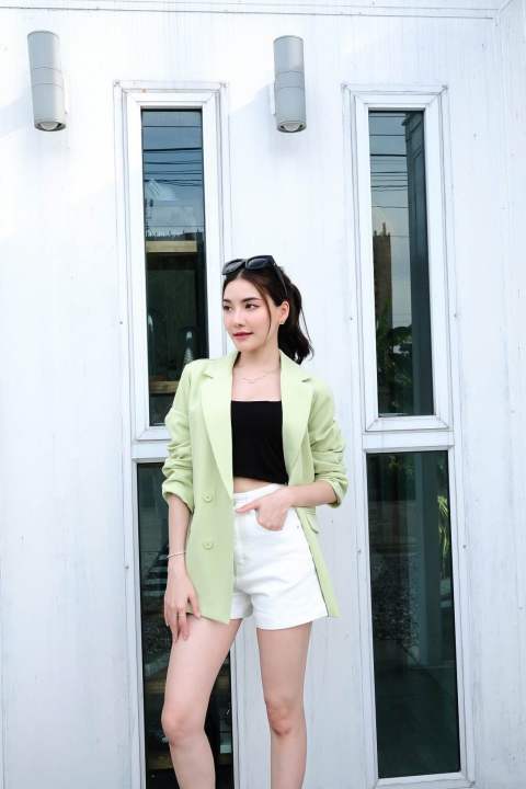 korea-blazer-สีเขียวมะนาว