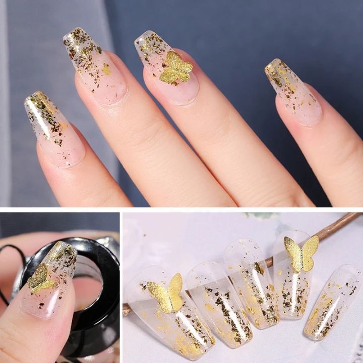 แผ่นเปลวแต่งเล็บ-แผ่นเปลว-แผ่นเปลวละเอียด-แผ่นทองเปลว-gold-silver-irregular-aluminum-foil-paper-nail-art-stickers-glitter-diy-manicure-uv-gel-polish-nails-decoration-supplies