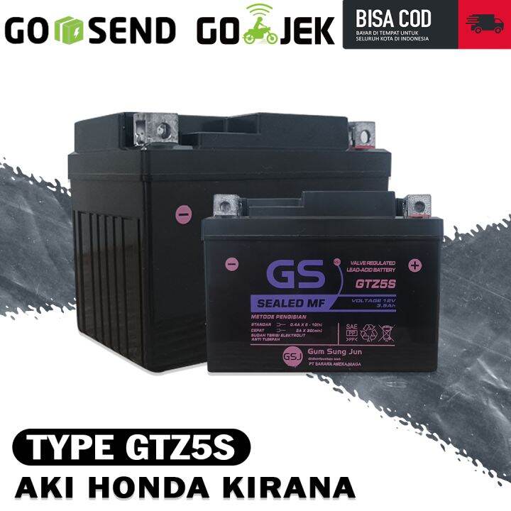 AKI MOTOR HONDA KIRANA MERK GS GTZ5S 12 VOLT 3,5 AMPERE | Lazada Indonesia