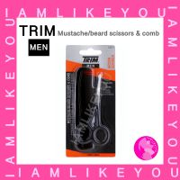 TRIM MEN mustache/beard scissors &amp; comb ทริม กรรไกรตัดขน กรรไกรตัดขนจมูก กรรไกร หวีรองทรง หวีหนวด