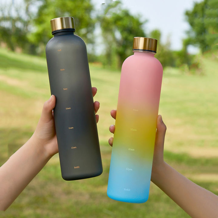 Plastic Water Bottle With Time Marker, Creative, Large Capacity