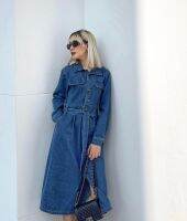 HYDE - DEMI DENIM DRESS เดรสยีนส์ชิคๆ มาพร้อมสายเข็มขัด (ถอดออกได้) กระดุมครึ่งตัว ผ่าหน้าเบาๆ