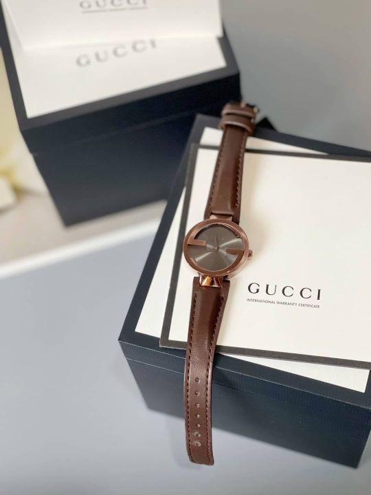 new-gucci-interlocking-watch-หน้าปัดน้ำตาล-สายหนังแท้สีน้ำตาล-ขนาด-29mm-มีใบรับประกัน-อปก-กล่อง-การ์ด