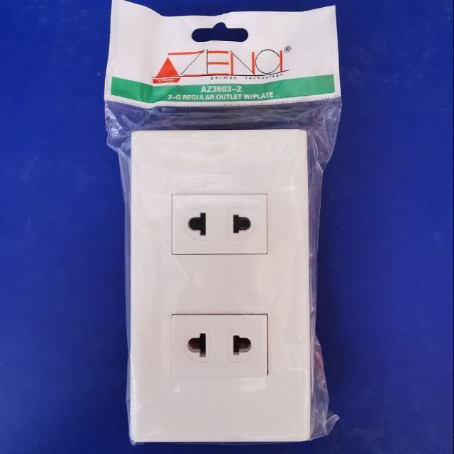 Azena 2 Gang Double Outlet With Plate Universal Receptacle Saksakan ...