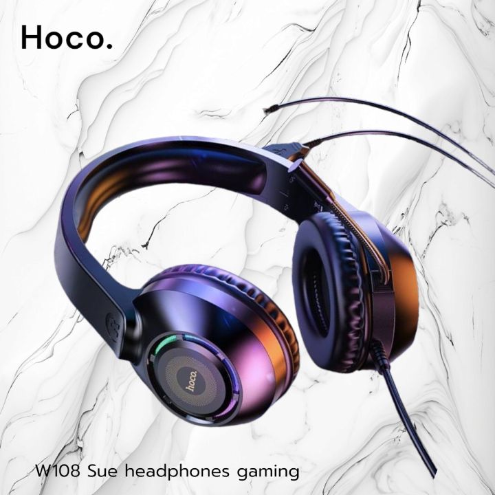 hoco-w108-หูฟังเกมมิ่งแบบสาย-ปลั๊ก-aux-3-5มม-สายยาว2เมตร