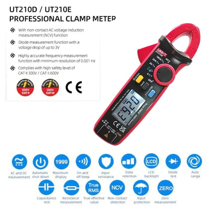 ut-210e-uni-t-แคมป์มิเตอร์-มัลติมิเตอร์ดิจิตอล-mini-clamp-meter-uni-t-ut210e