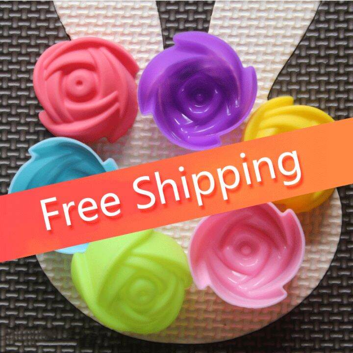 Jelly mould Flower Mould 12PCS Silicone Rose Flower Muffin Cookie Cup