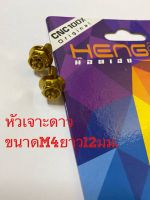 น๊อตฝาปั๊มบน สีทองหัวเจาะดาว(Heng)ขนาดM4ยาว12มม. งานสเตนเลส ราคา/2ตัว