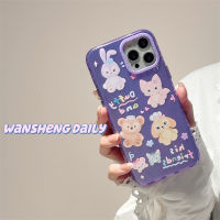 Play Sheng INS เคสโทรศัพท์มือถือลายภาพวาดสีน้ำมันลายการ์ตูนอนิเมะน่ารัก DIY ติดเพชรสำหรับ iphone13promax iPhone 13เคสซิลิโคนกันกระแทกไอเดียสร้างสรรค์แบบใหม่สำหรับผู้หญิง14Pro 12 14PM สีม่วง