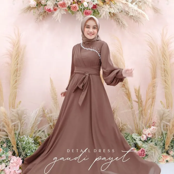 Baju Gamis Gaun Dress Acara Pesta Lamaran Kondangan Nikah Pengajian Wanita Remaja Terbaru 22 Lebaran Kekinian Cantik Mewah Elegan Elegant Kece Modern Formal Baju Busana Gaun Gamis Payet Lebaran Terbaru Lazada Indonesia