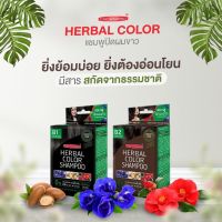 ส่งฟรี‼️ แชมพูปิดผมขาว แคร์บิว เฮอร์บัล คัลเลอร์ แชมพู Carebeau Herbal Color Shampoo 15ml.