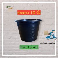 กระถาง 10 นิ้ว สีดำ กว้าง 10 นิ้ว สูง 7.5 นิ้ว แข็งแรง ทนทาน