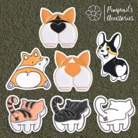 ʕ •ᴥ•ʔ ✿ พร้อมส่ง : เข็มกลัดเซ็ทก้นหมาคอร์กี้และแมว | Corgi &amp; Cat Butt Enamel Brooch Pin Set.