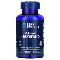 Life Extension Optimized Resveratrol 250mg Quercetin 150mg Grape and Blueberry 85mg 60 Vegetarian Capsules เรสเวอราทรอล