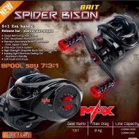 รอกหยดน้ำ Bison Spider Max สไปเดอร์แม๊ก รอบ 7 มีติ๊กเสียงเวลาปลาลาก พร้อมน๊อปแต่งสุดเท่ มีหมุนซ้าย หมุนขวา