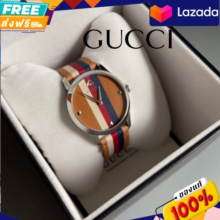 นาฬิกาข้อมือ-gucci-watch-gg2570-ตัวเรือนเงิน-หน้าปัดขาว-ขนาด-29mm-มีใบรับประกัน