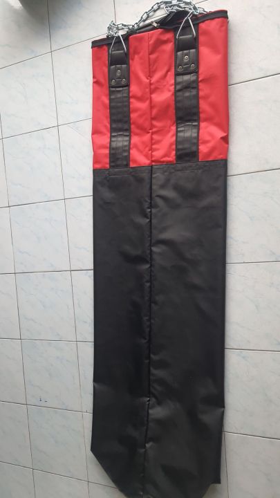 กระสอบทราย150cmกว่าง35cmครึ่งผ้าแดงดำรับน้ำหนักใด้100กิโล-กระสอบไม่บรรจุ