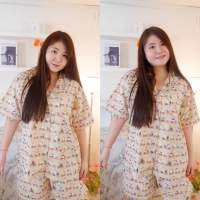 Happygirls.story-ชุดนอนกางเกงขาสั้น Plussize กระโปรง Freesize ลายหมีปั่นจักรยาน