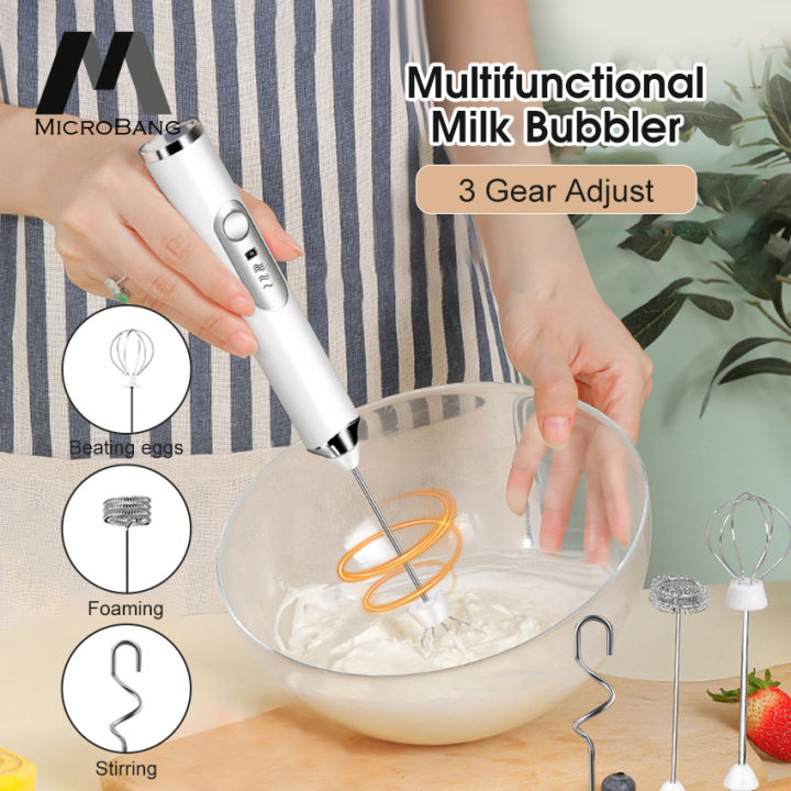 Portable Hand Mixer USB Rechargeable, Electric Whisk Cordless Handheld Mixer  for Egg Beater, Baking & Cooking 