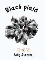 ••Black plaid•• โดนัทมัดผมสีดำลายสก๊อต ยางรัดผมลายสก๊อตสวยเก๋