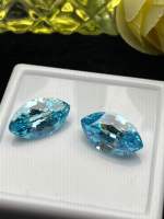 AQUAMARINE เพชร รัสเซีย เนื้อแข็ง พลอย บลูโทแพซ (CZ CUBIC ZIRCONIA MARQUISE  BLUE TOPAZ) LAB MADE 100%. ราคาเป็น 1 เม็ด.( พลอย ขนาด21X11 MM มิล...17 กะรัต )