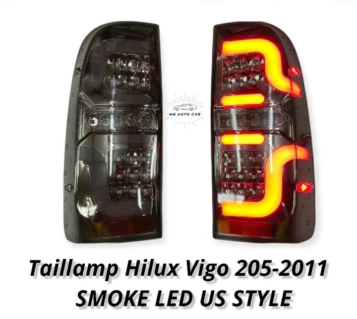 ไฟท้าย vigo VIGO 2005 2006 2008 2010 2012 LED US ไฟท้ายแต่ง วีโก้ led Taillamp Toyota Hilux vigo 2005-2012 smoke les us