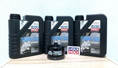 ชุดถ่ายน้ำมันเครื่อง F 800 GS 850GS  LIQUI MOLY 15w-50 พร้อมกรองน้ำมันเครื่อง FR-164 ครบชุดตามรูป