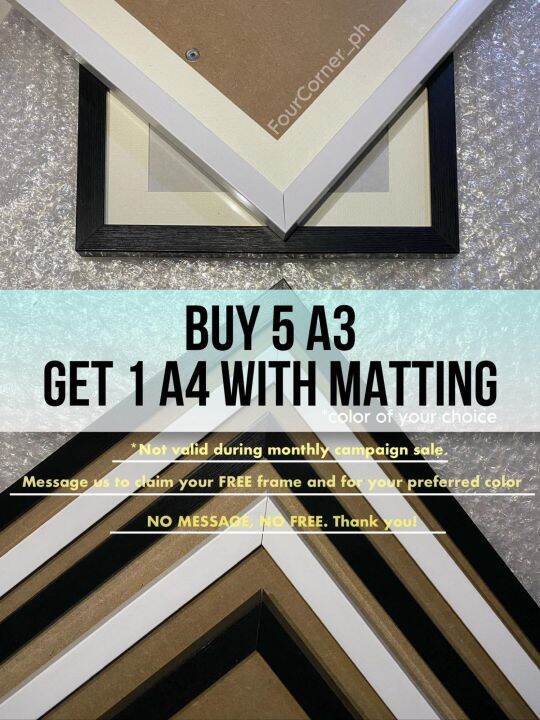 A3 frame with Matting (INCLUDED) Glass Wall Picture Frame Lazada PH