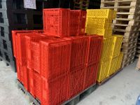 ตะกร้าพลาสติกโปร่ง ตะกร้ามังคุด บรรจุ 8 kg. มีฝา ขนาด 34x46x16 cm. (เเพ็ค 4 ชิ้น) PTTA  สีเเดง สีเหลือง