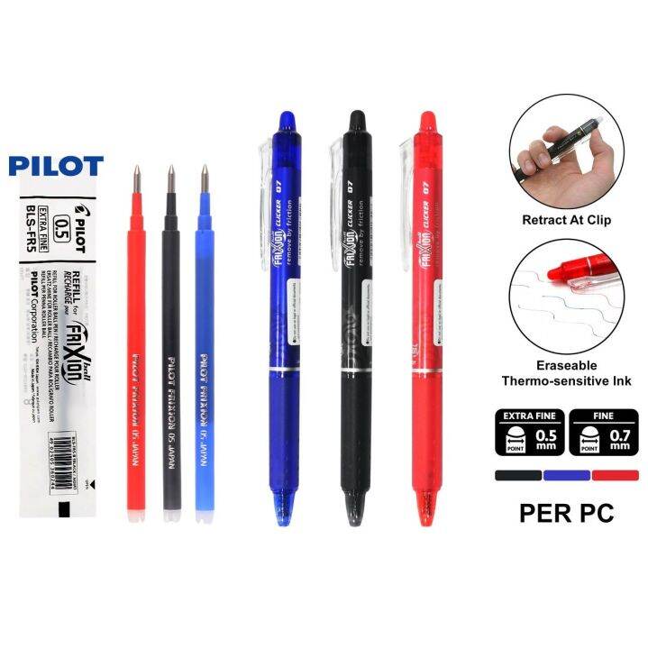 Pilot Frixion Ball Clicker Erasable Gel Pen 0.5 / 0.7 (Refillable) | Lazada