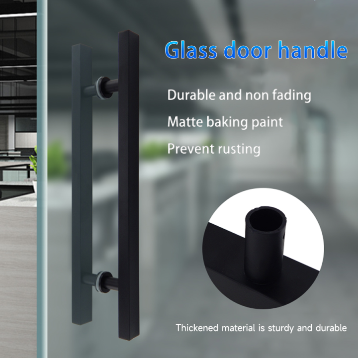 Heavy Duty Stainless Steel Frosted Black Push Pull Door Handle Glass Door Handle Grab Bar 6835