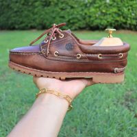 ส่งฟรี 8US 26cm 41eu TIMBERLAND CLASSIC LACE-UP BOAT SHOES - Beeswax Mahogany Leather Pre-owned Authentic