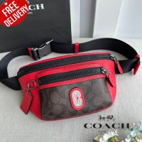 กระเป๋าคาดอก Westway Belt Bag In Colorblock Signature Canvas With Coach Patch