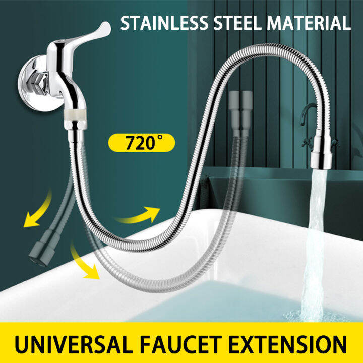 Stainless steel Faucet Extension Extender Bathroom 360° Rotation Adjust Free Bending Faucet
