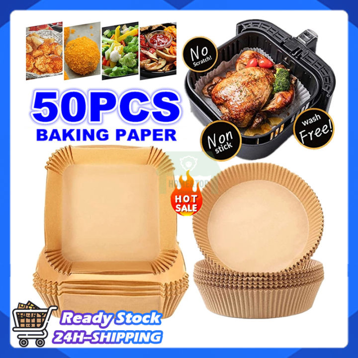 Air Fryer Paper Liners Disposable: 100pcs Oil Proof Parchment Sheets Round,  Airfryer Paper Basket Bowl Liner for Baking Cooking Food