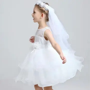 Communion Veil Ribbon Edge Headdress First Holy Communion Outfit Tulle, White
