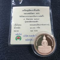 เหรียญที่ระลึก หลวงพ่อโสธร ภปร. วัดโสธรวรารามวรวิหาร  รุ่นยกฉัตรทอ งคำ ปี39 เนื้อทองแดงขัดเงาพ้นทราย  มีเลขโค้ตขอบเหรียญ พร้อมใบรับรอง เดิมๆ