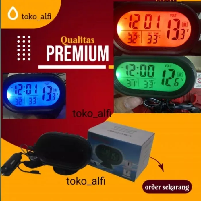 Jam digital mobil dashboard warna tempel keren led 12 24 volt Lazada