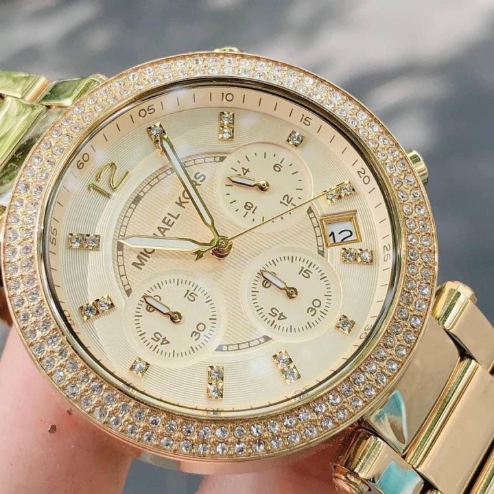 นาฬิกาข้อมือผู้หญิง-michael-kors-womens-mk5354-parker-yellow-gold-stainless-steel-watch-ขนาดหนัาปัด39