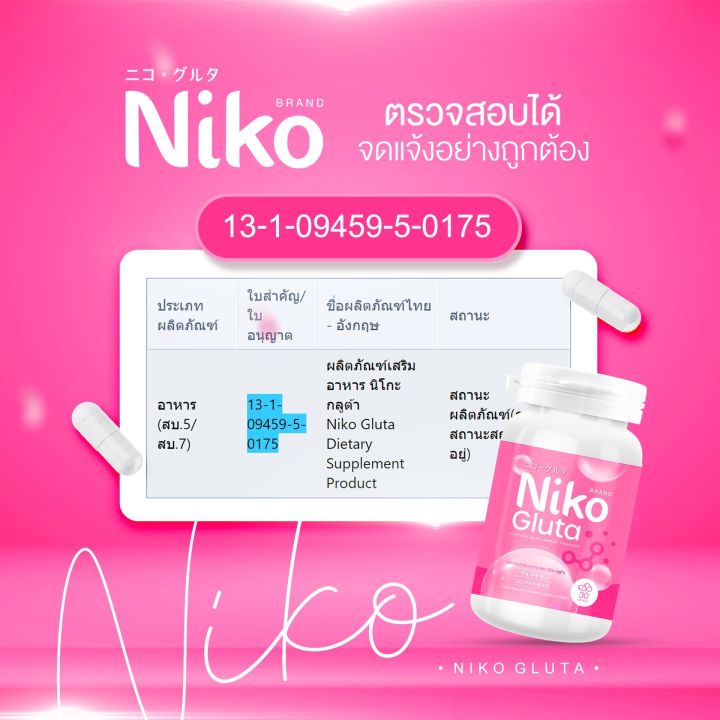 1แถม2-นิโกะกลูต้า-niko-gluta-ผิวกระจ่างใส-ลดสิว-กลูต้าผิวขาว-อาหารเสริมบำรุงผิว