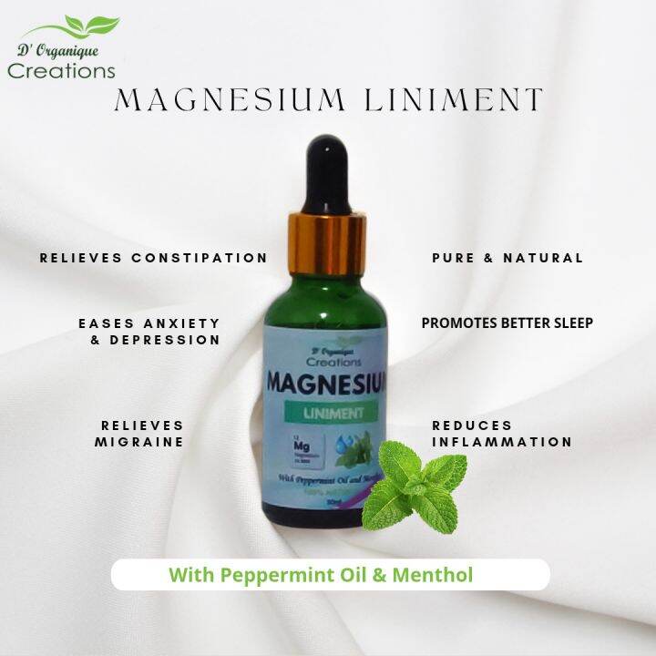 Magnesium Liniment 30ml with Peppermint oil and MentholMassage Oil for