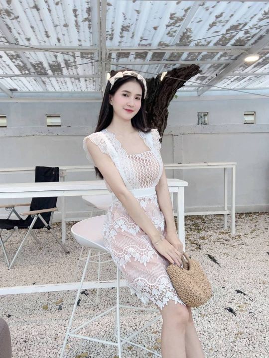 clo-มินิเดรสแฟชั่น-ชุดเดรสกระโปรงสั้นลายเชิงเรียบหรูจะใส่ทำงานหรือออกงานสวยปังแน่นอนค่า