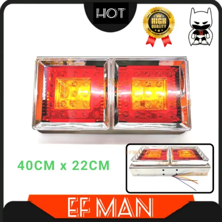 Universal Lorry Chrome Rear Tail Lamp 24v Led Light Lori Lampu Belakang