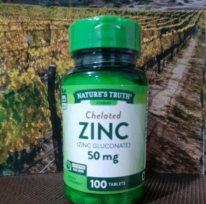 Chelated Zinc Gluconate 50mg 100 tablets EXPIRY May 2025 Natures Truth