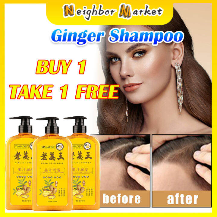 Ginger Hair Shampoo 500ml Fast Regrowth Hair Thick AntiHair Loss Anti