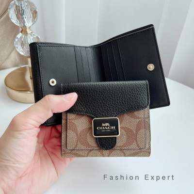 ✨ของแท้100%✨ กระเป๋าสตางค์ใบสั้น GEORGIE SMALL WALLET IN SIGNATURE CANVAS 7250 C4089 C7805 Coach