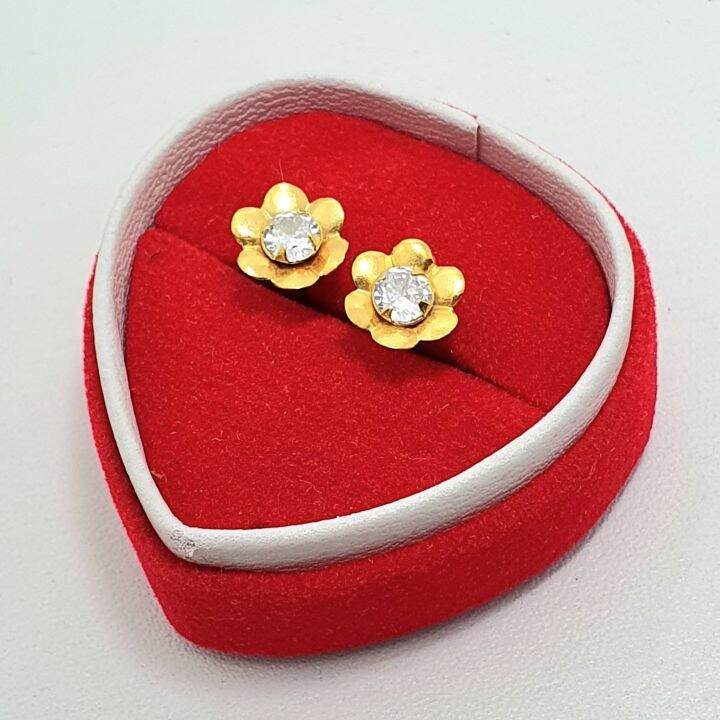 Giwang Anting Emas Muda Rose Mata Putih 1/2 Gram Lazada Indonesia