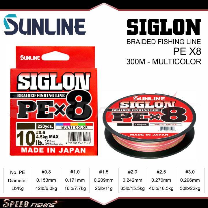 PE Sunline Siglon x8 300m 100m Connecting Multicolour Braided Fishing ...