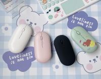 รุ่นใหม่ เมาส์ไร้สายสีพาสเทล ไม่มีเสียงคลิ๊ก แถมฟรีสติ๊กเกอร์ตกแต่ง Mouse wireless