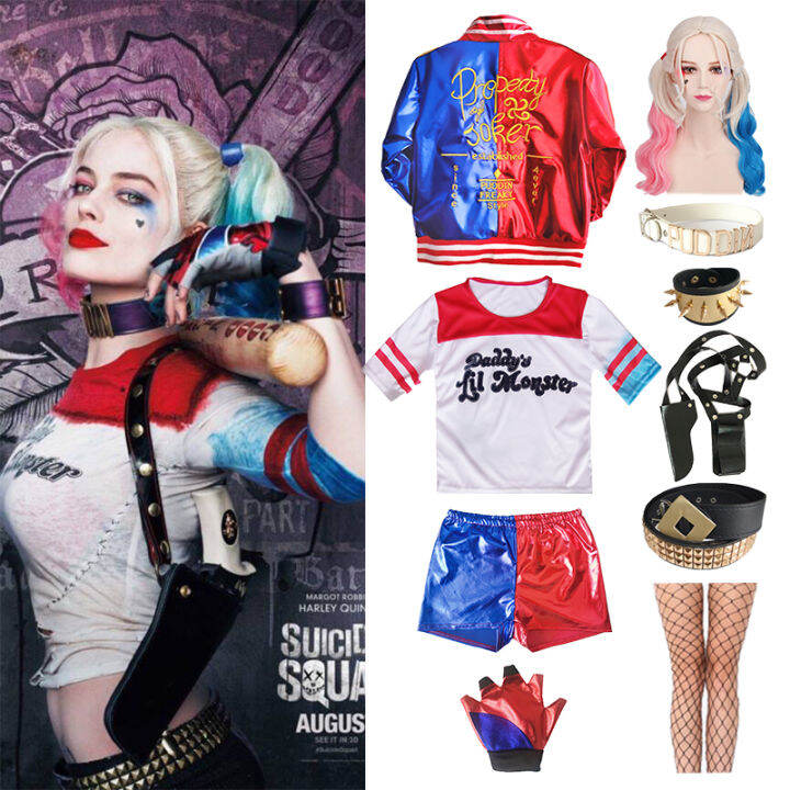 Adult Harley Quinn Costume Cosplay Women Clothing Embroidered Suicide ...